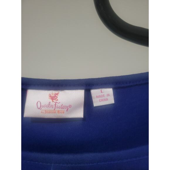 Quacker Factory Large Light Navy Gromet Detail Elbow Sleeve Top A684991 NWOT - Picture 5 of 11